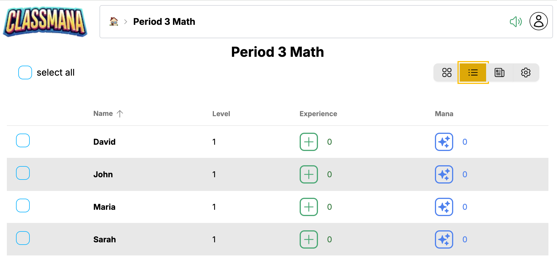 Вид таблиці учнів